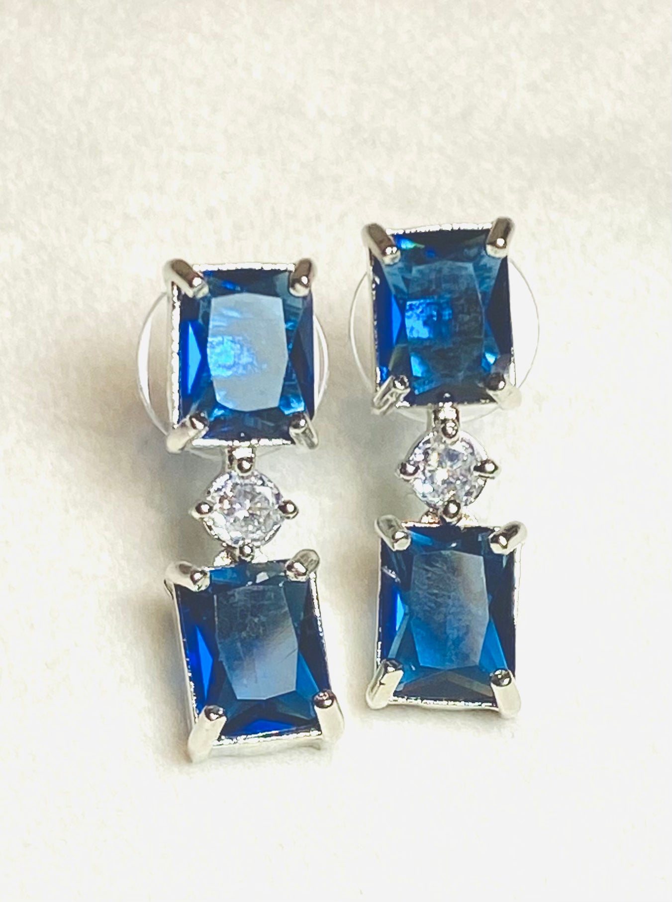 AD Square Drop Earrings - Blue