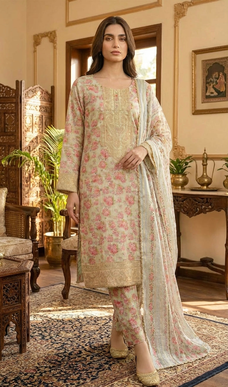 Uznau 3 Piece Floral Suit
