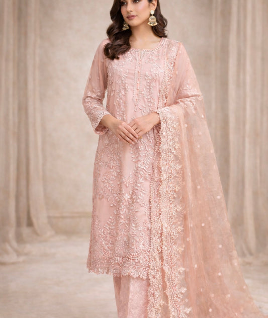 Tawakkal Pink Chiffon Suit