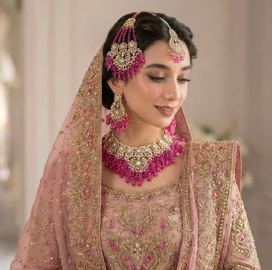 Fuchsia Pink & Gold 4Pc Set