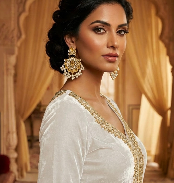 Kundan Earrings Champagne