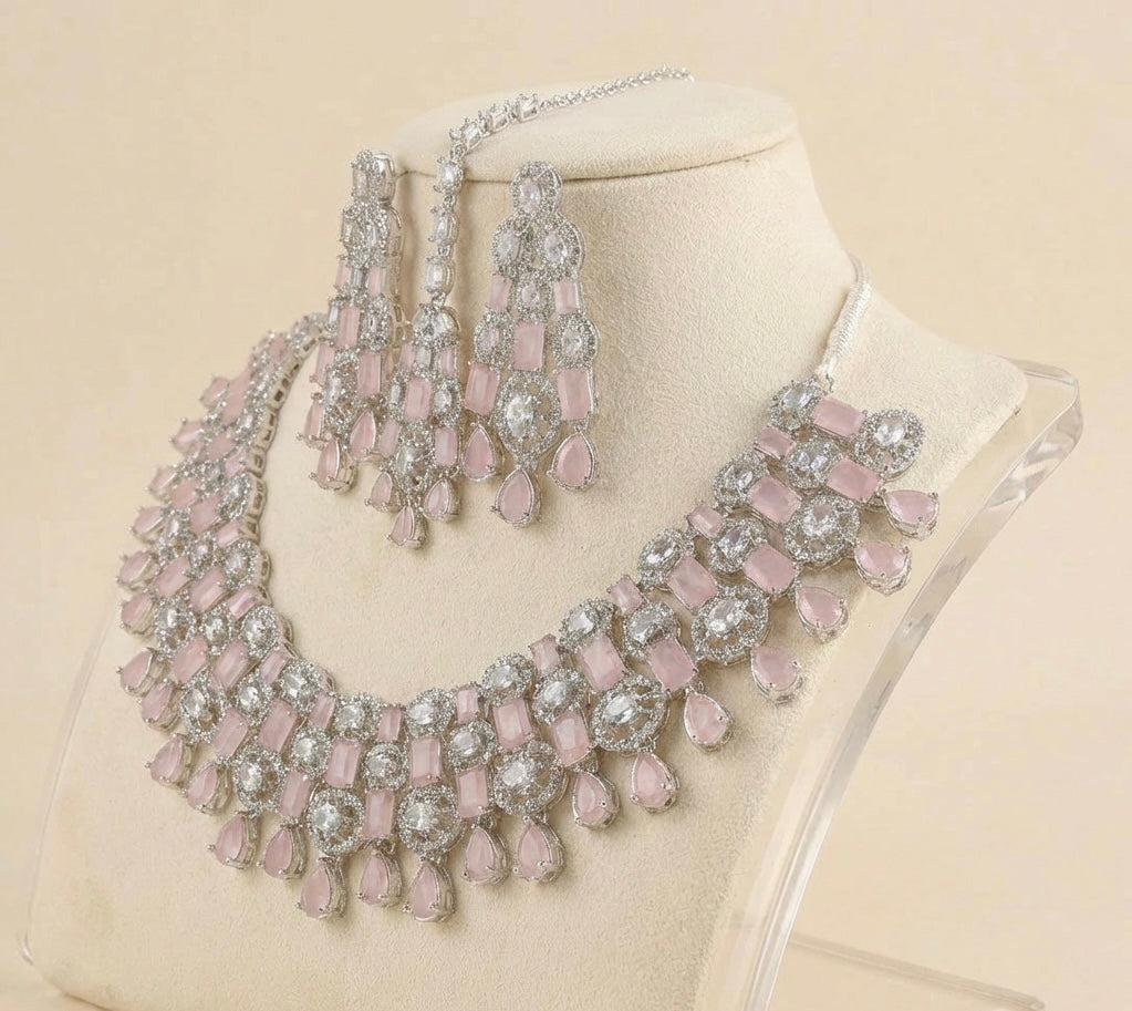 Pink Square Stone 3 Piece Set