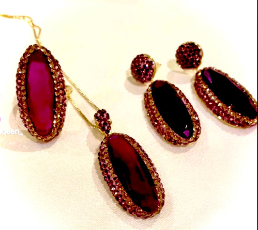 Purple Natural Jade 3 Piece Set