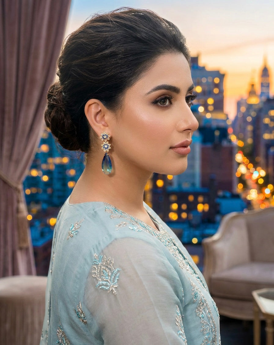 Blue Drop Zircon Earrings