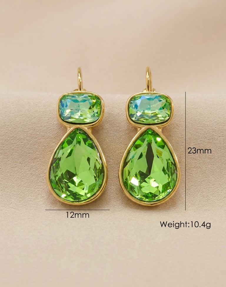 Green Zircon Drop Earrings