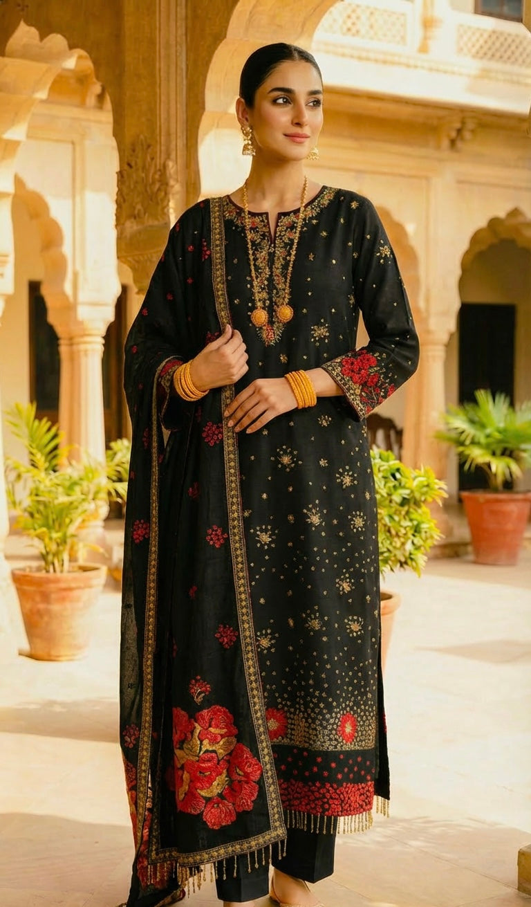 Sequins & Chiffon Black Outfit