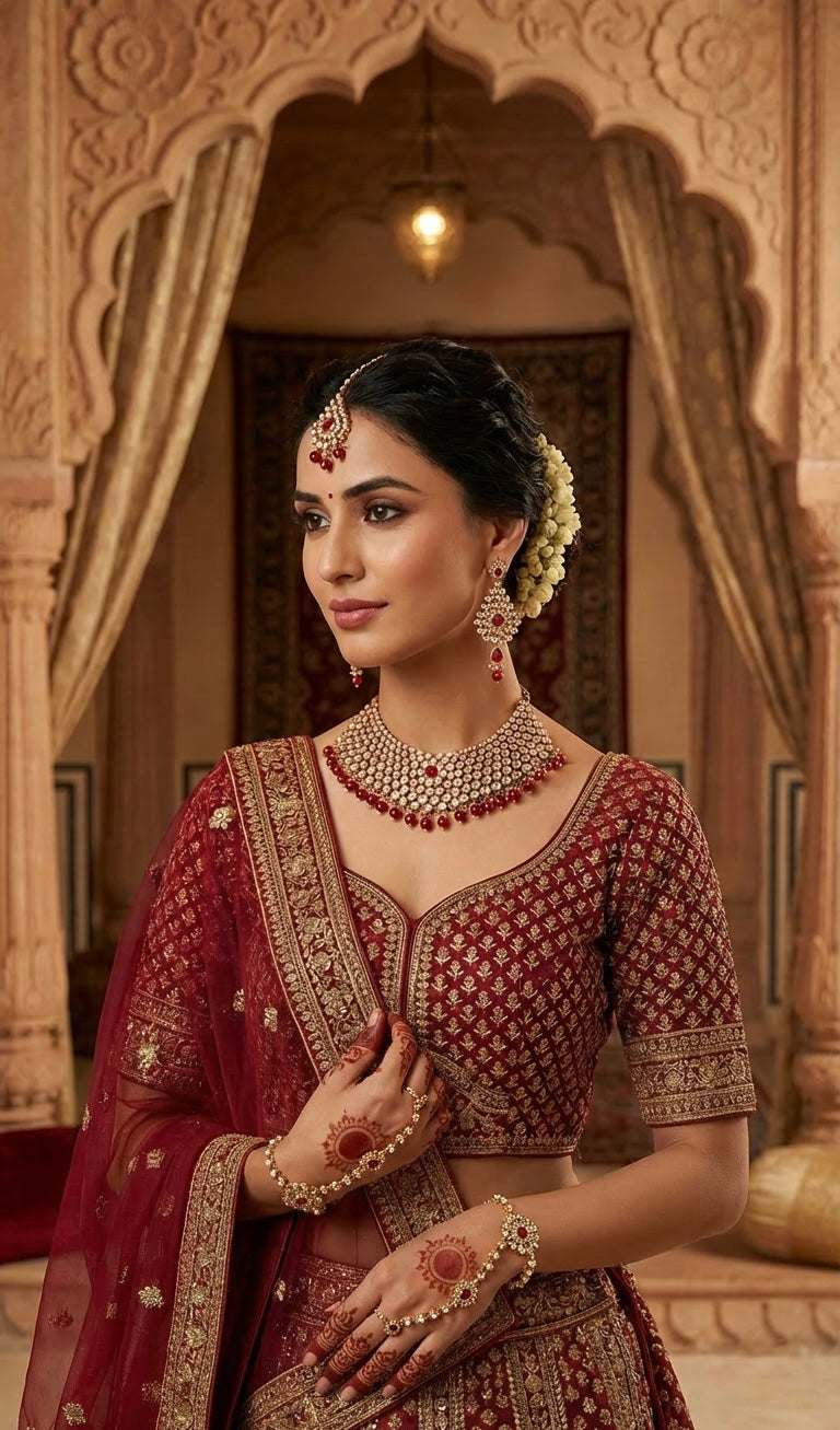 Kundan 3 PCs Set Red