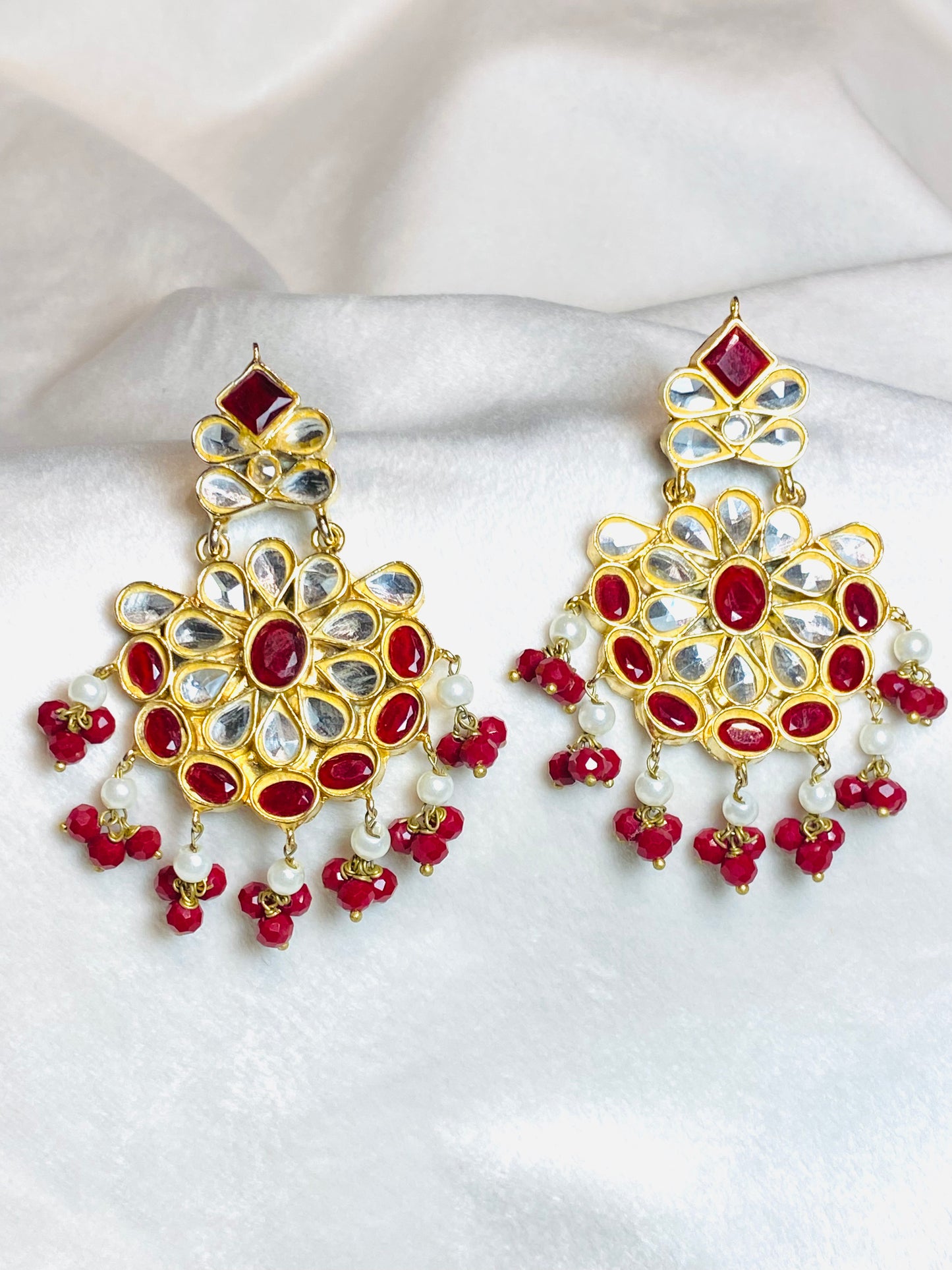 Kundan Earrings Red