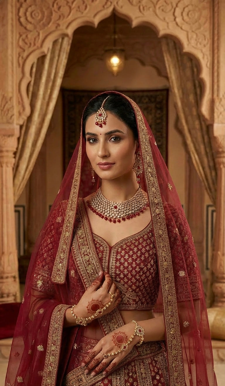 Kundan 3 PCs Set Red