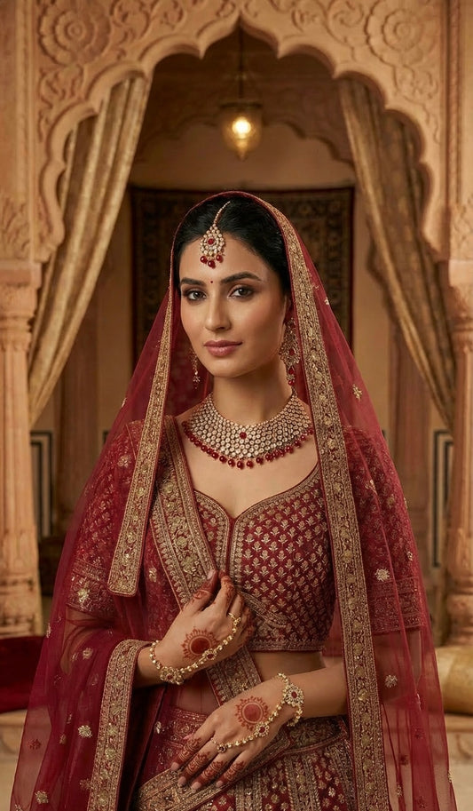 Kundan 3 PCs Set Red