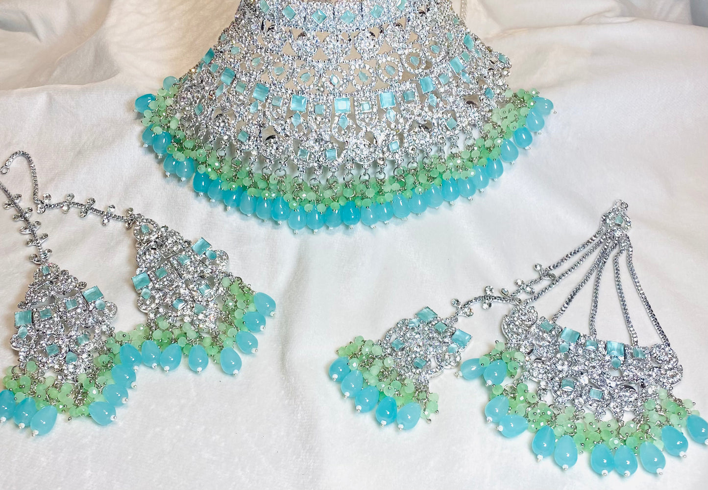 Collar Set Mint & Silver
