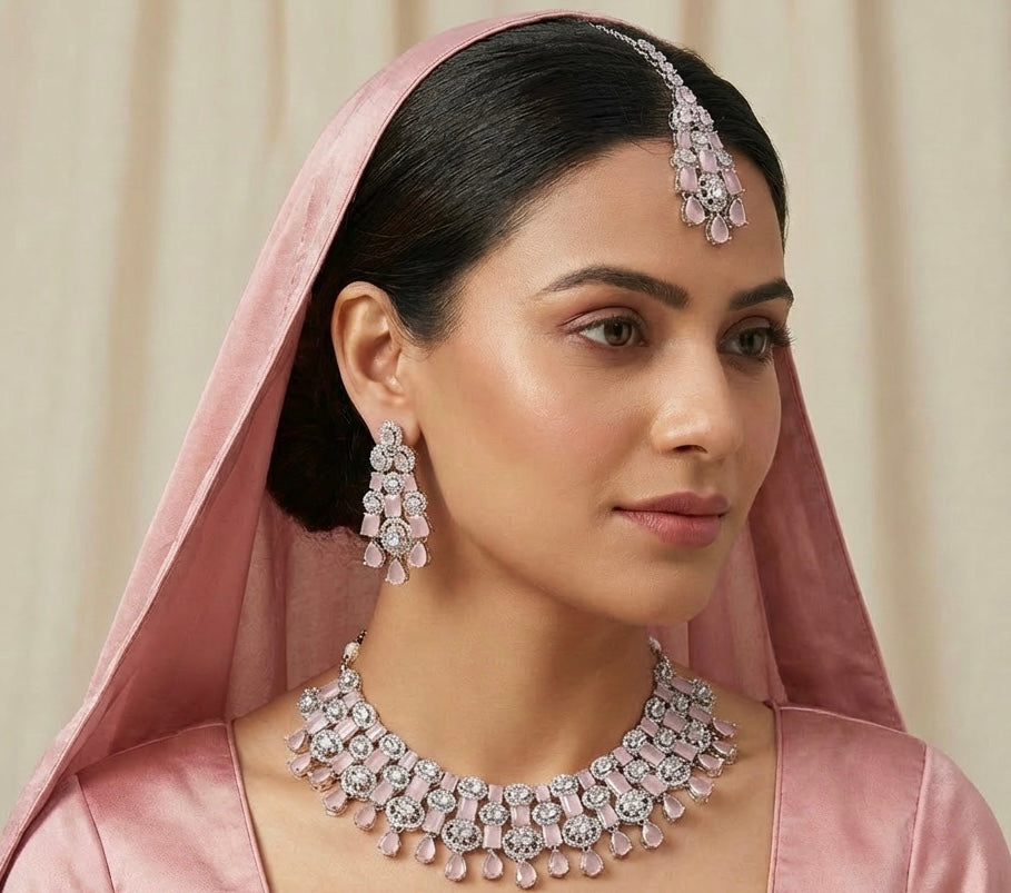 Pink Square Stone 3 Piece Set