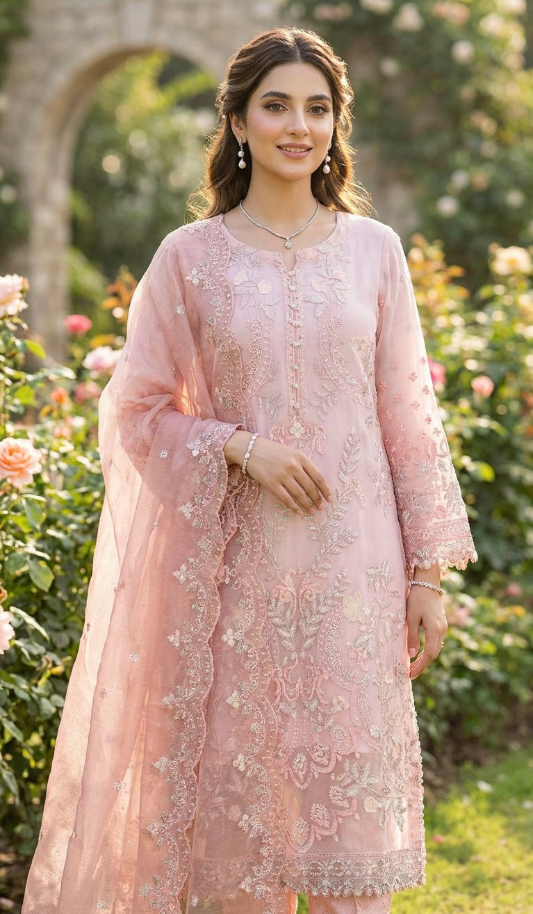 Tawakkal Pink Chiffon Suit
