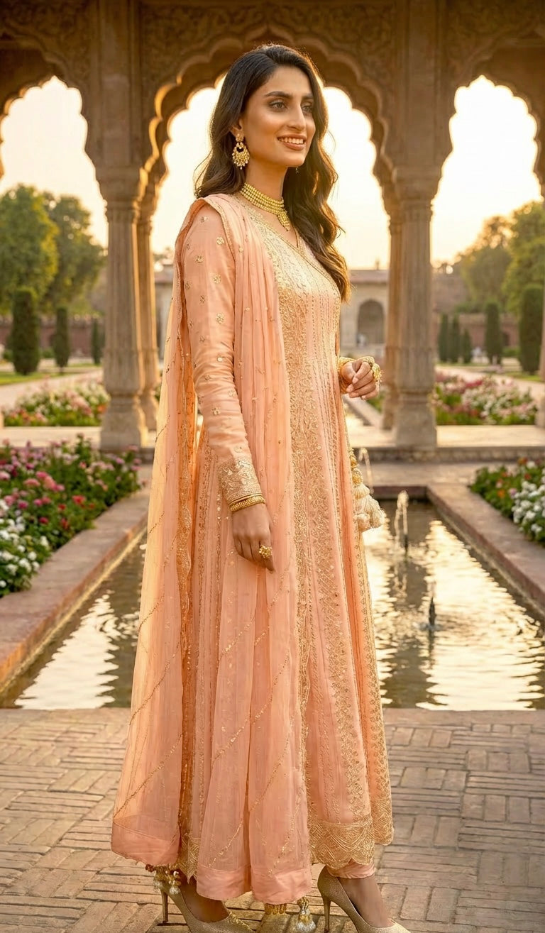 Angrakha Outfit Peach