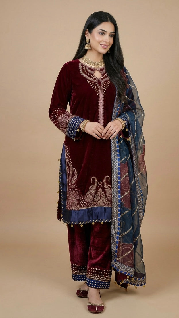 Velvet Suit Maroon