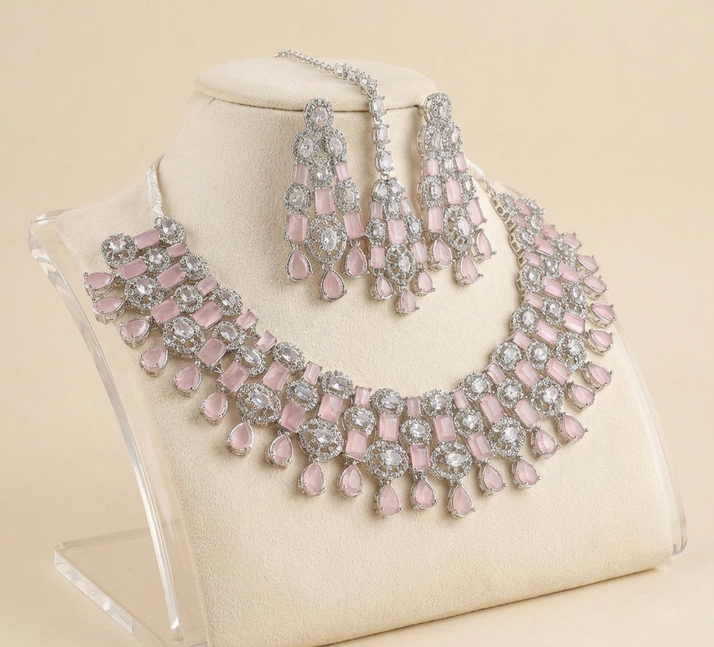 Pink Square Stone 3 Piece Set