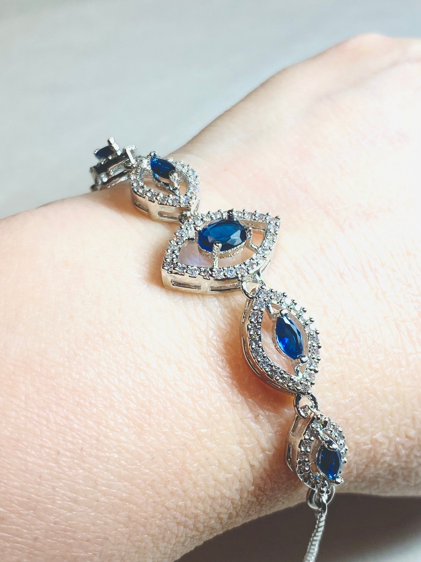 AD Slider Bracelet - Marquis Blue