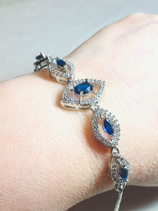 AD Slider Bracelet - Marquis Blue