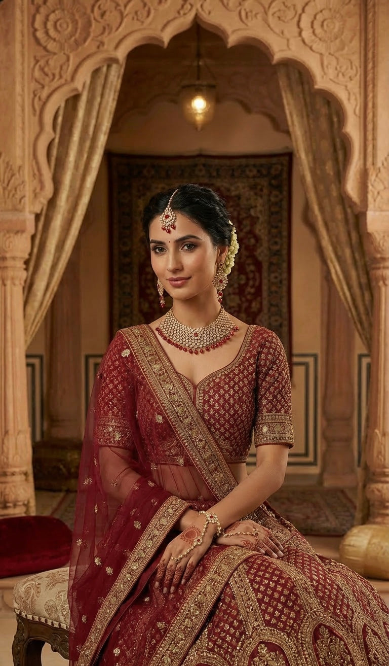 Kundan 3 PCs Set Red