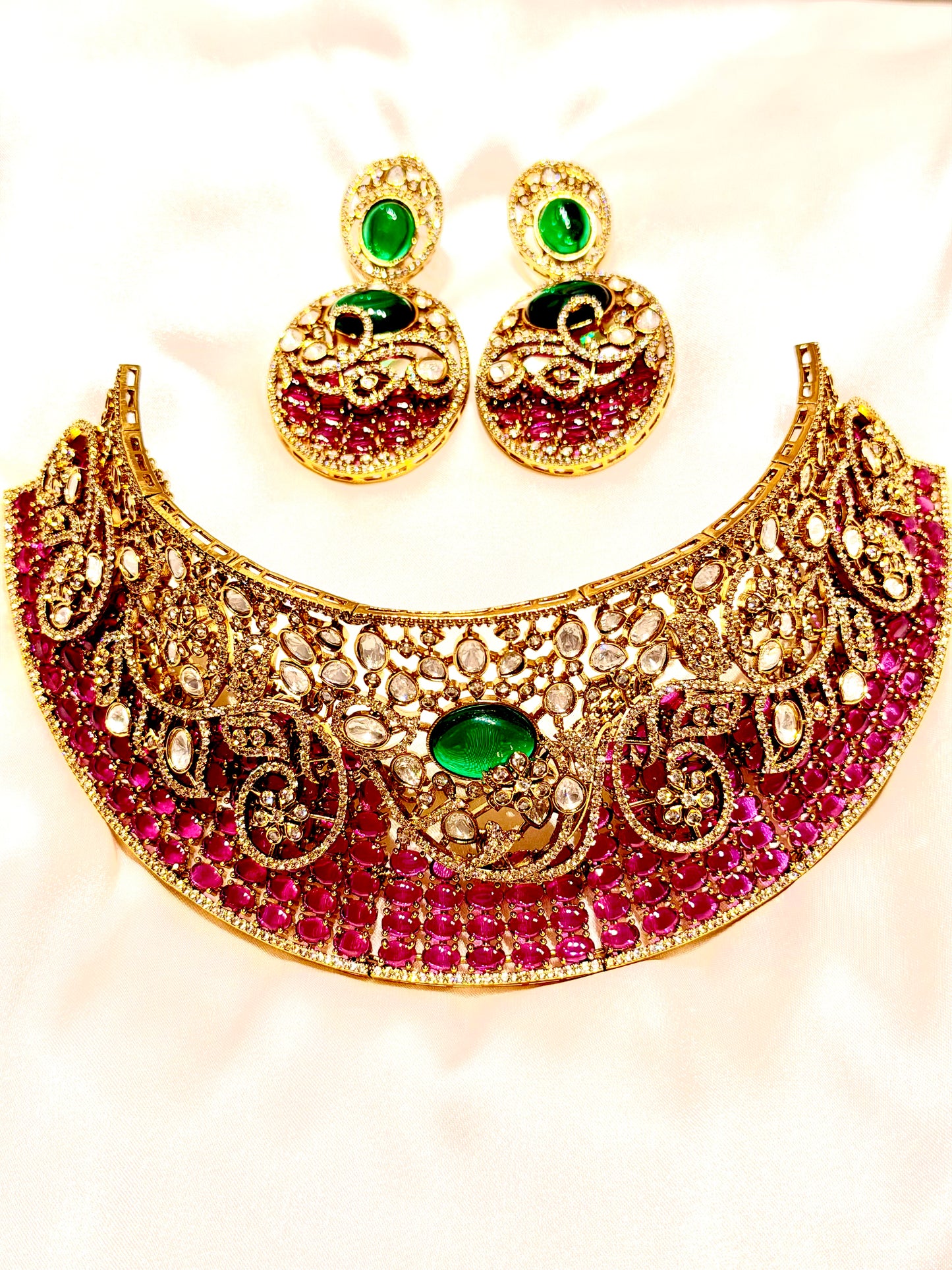Moissanite Ruby Collar Set