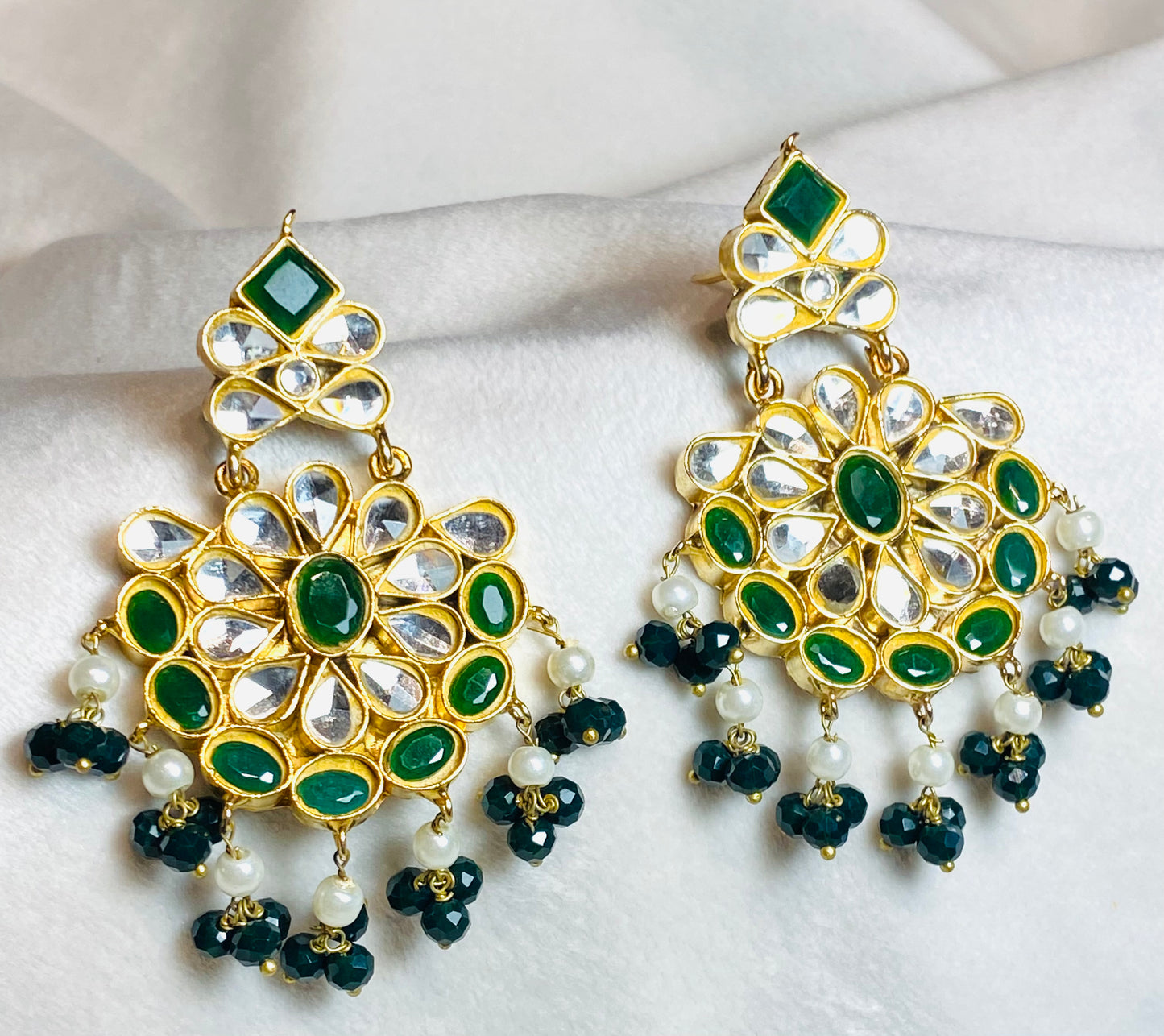Kundan Earrings Green