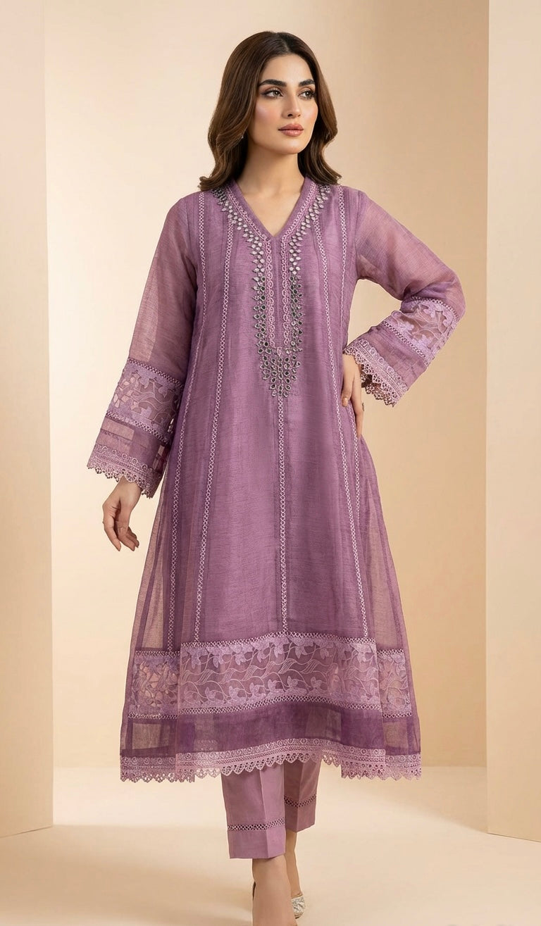 A line Suit Soft Net Mirror Neckline
