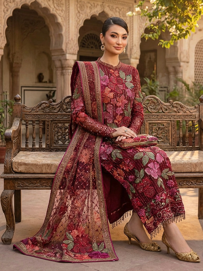 Crimson Brand Chiffon Suit