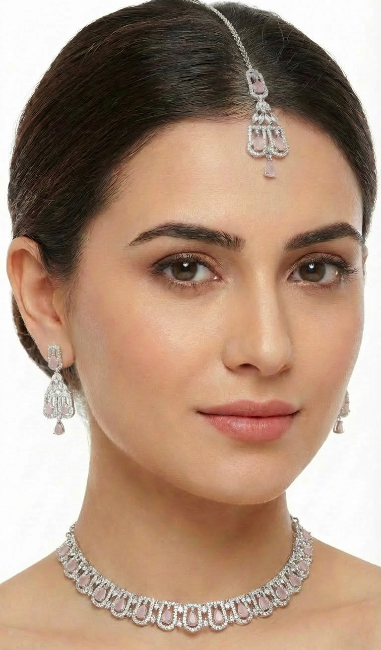 AD 3-Piece Petite Pear Set - Pink & Silver