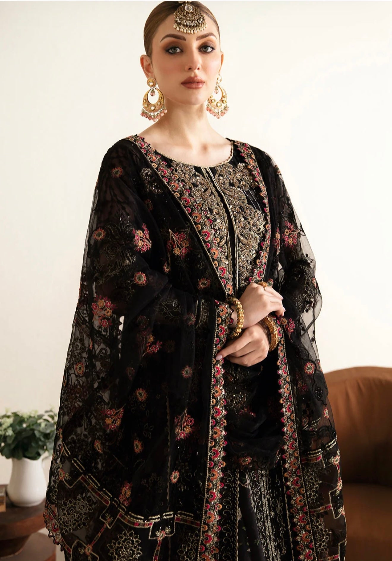 Ramsha Embroided 4 Piece Outfit Black