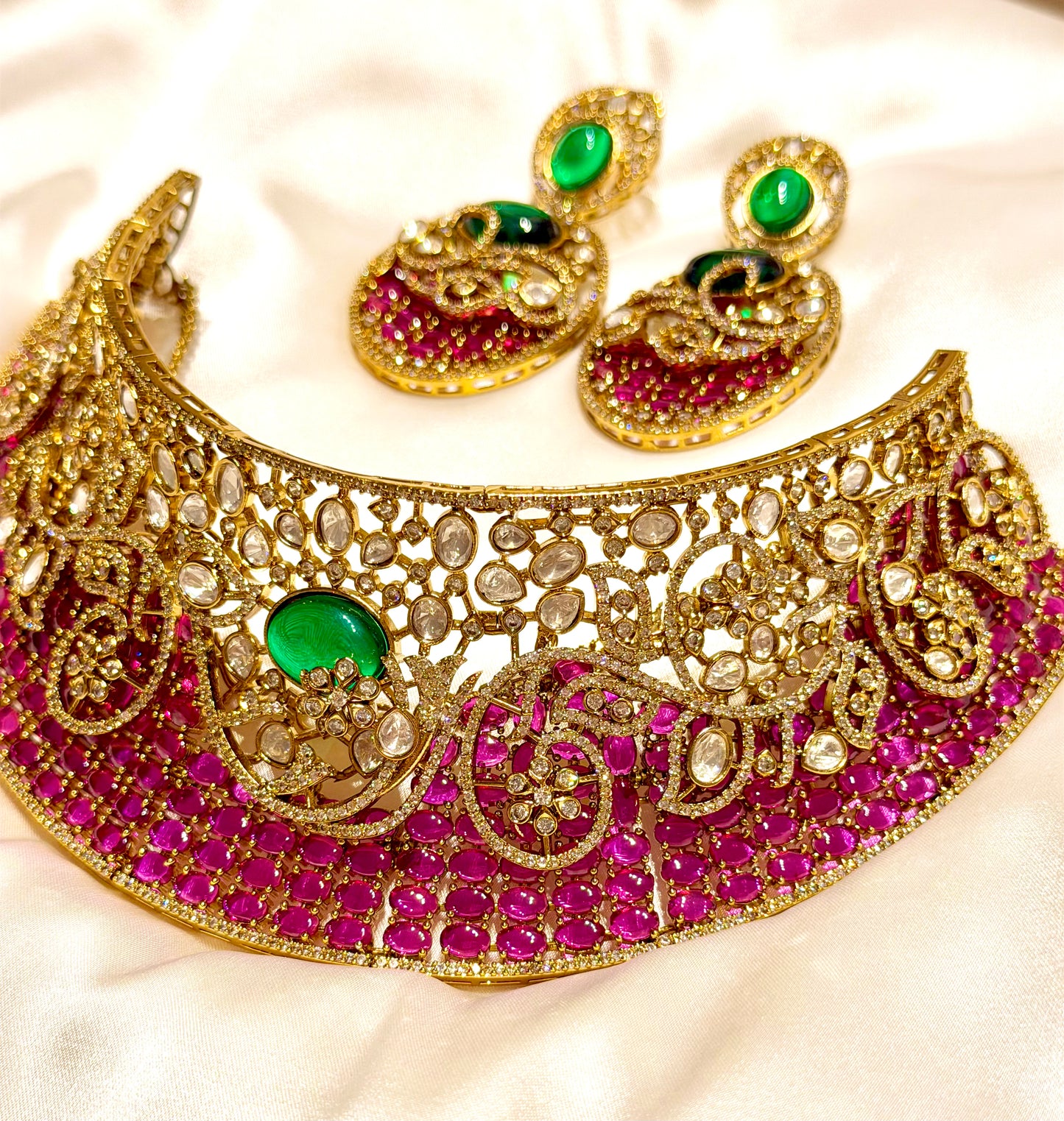 Moissanite Ruby Collar Set