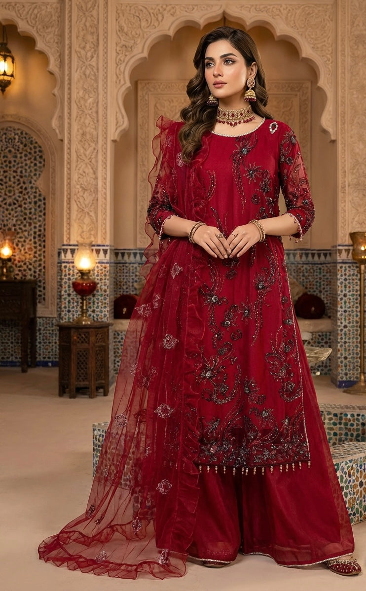 Sharara Suit Red