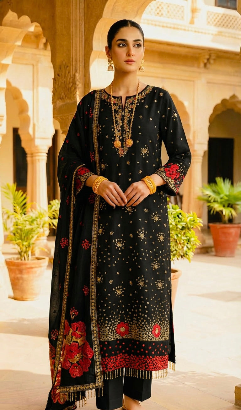 Sequins & Chiffon Black Outfit