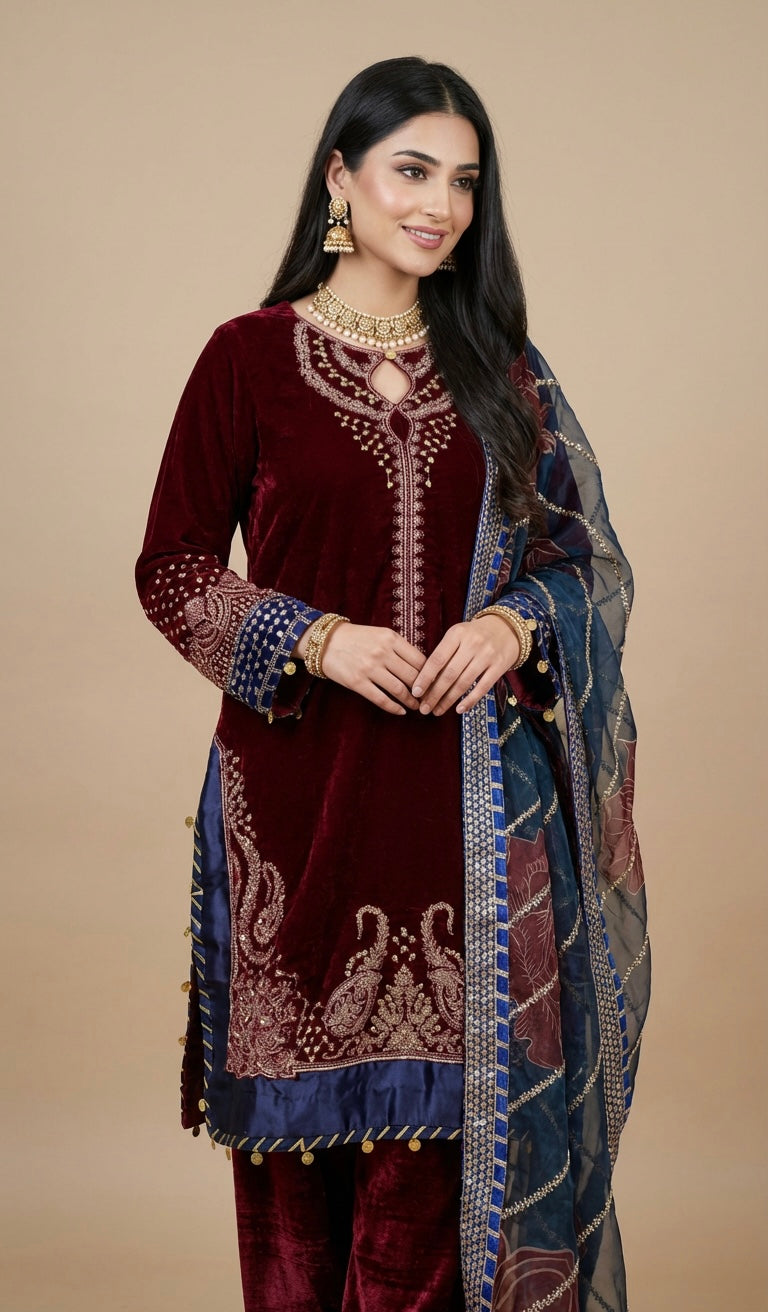 Velvet Suit Maroon