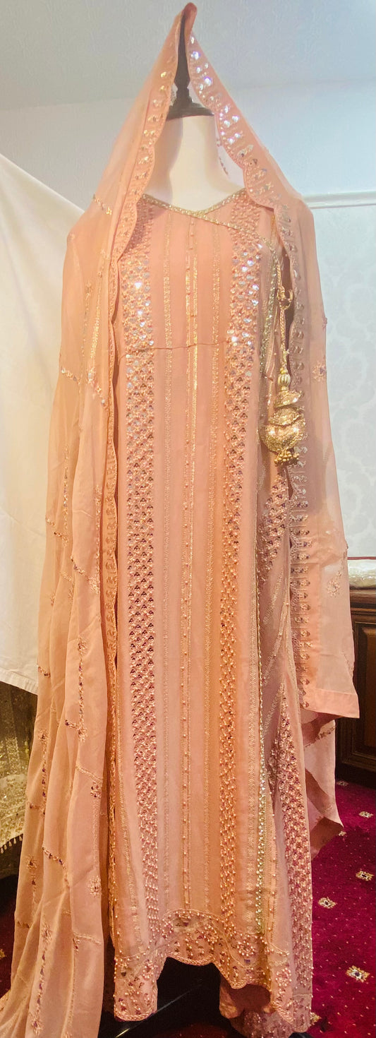 Angrakha Style Outfit Peach