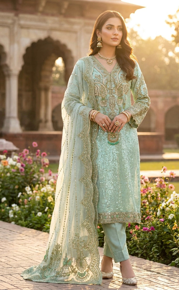 Mint Sequins Suit