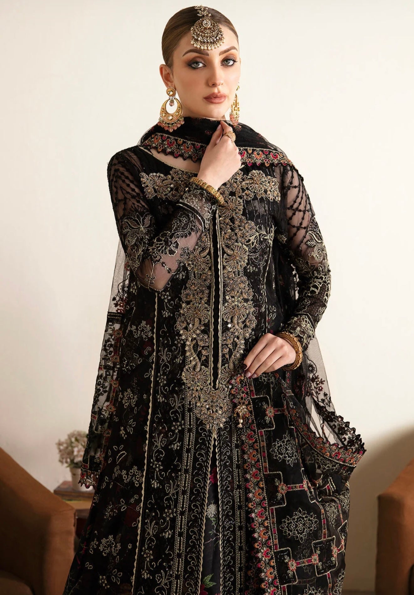 Ramsha Embroided 4 Piece Outfit Black