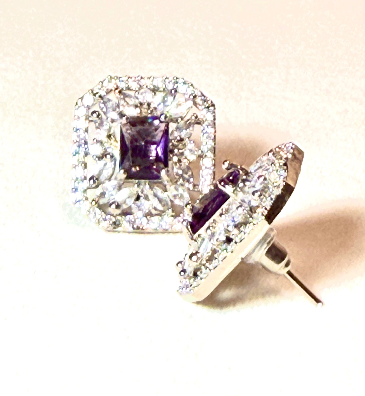 AD Square Crystal Stud Earrings