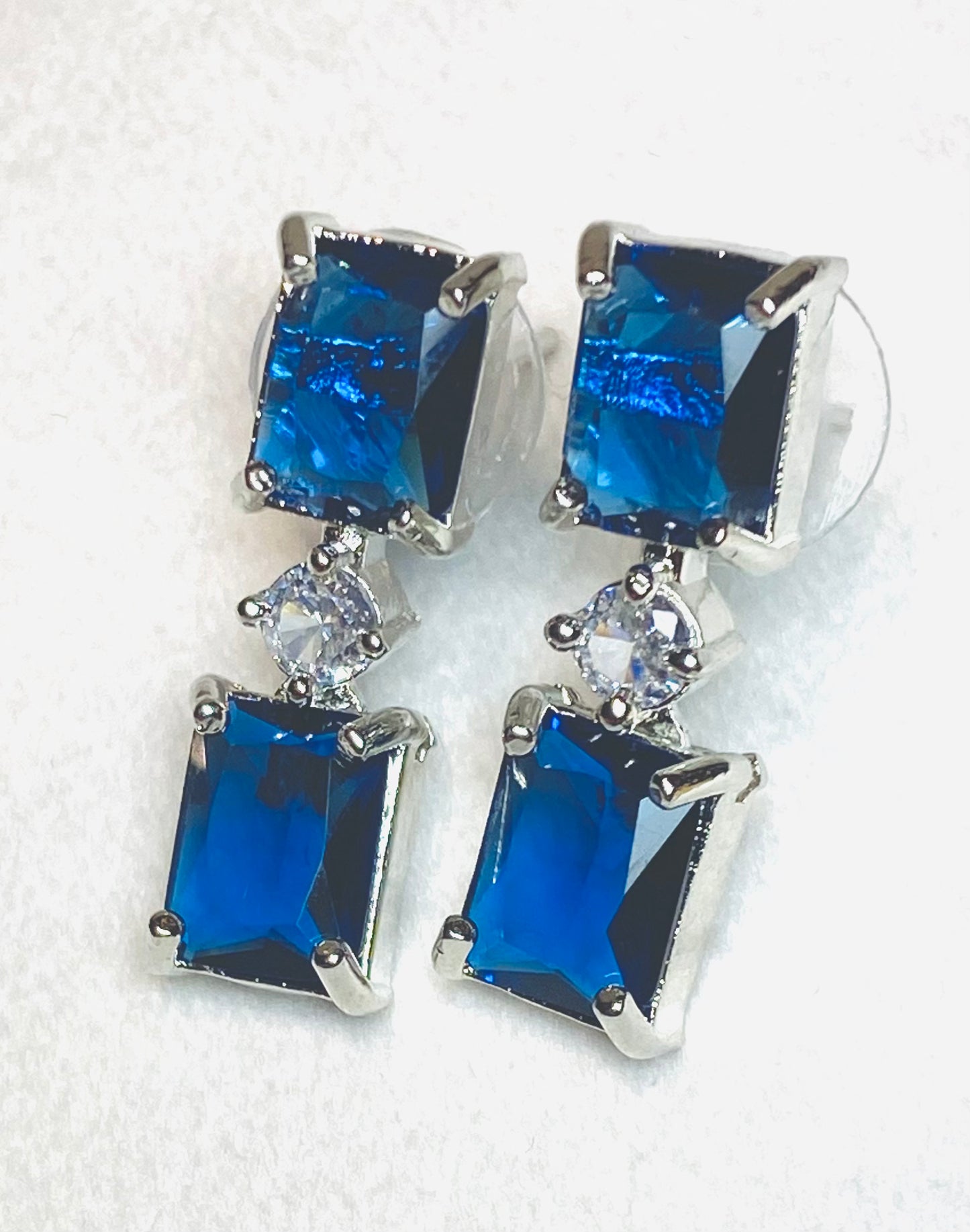 AD Square Drop Earrings - Blue