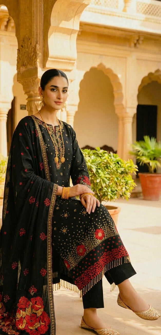 Sequins & Chiffon Black Outfit