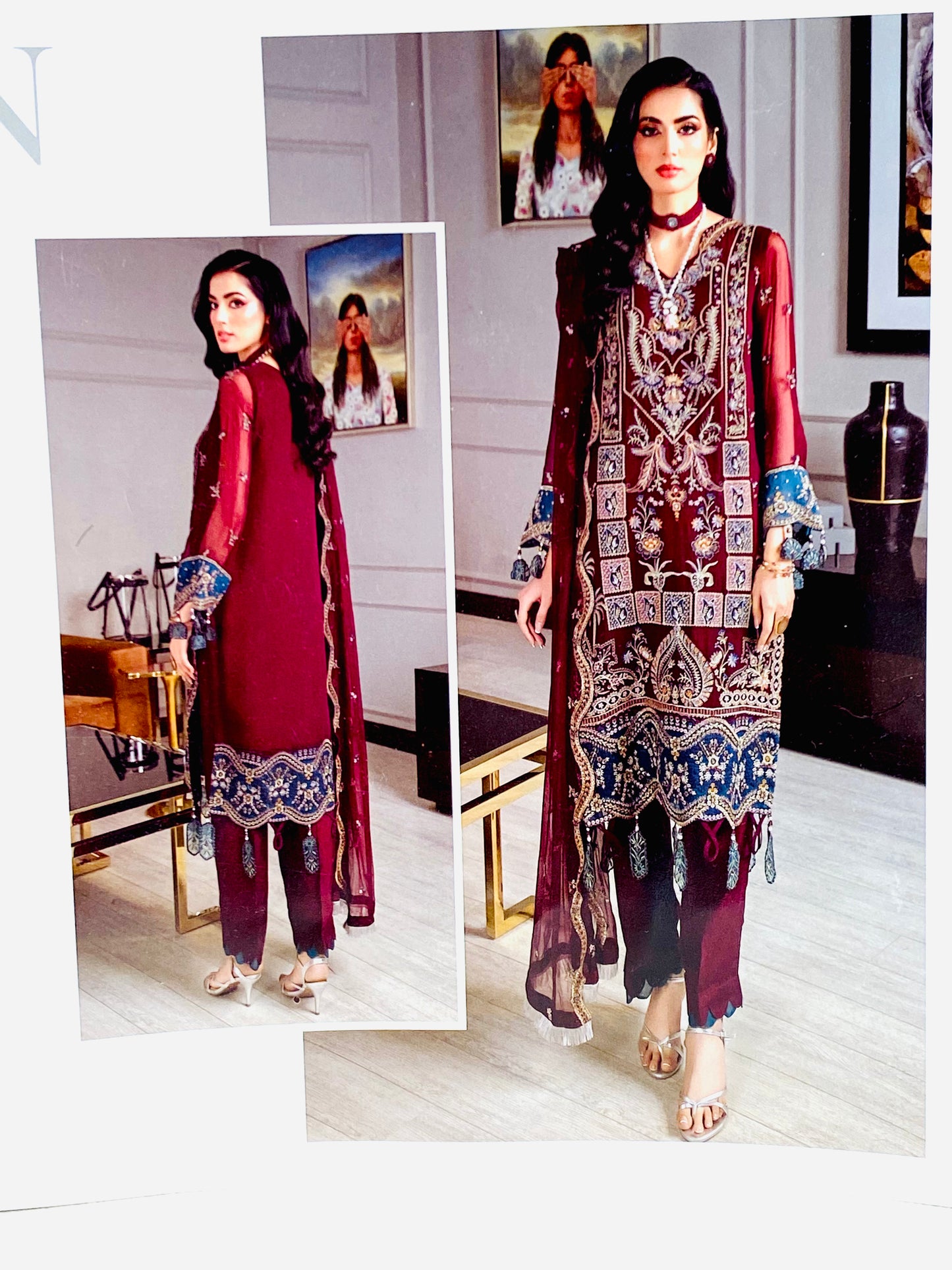 Unstitched JANNAN Chiffon Suit by Riyaz ArtsPlum