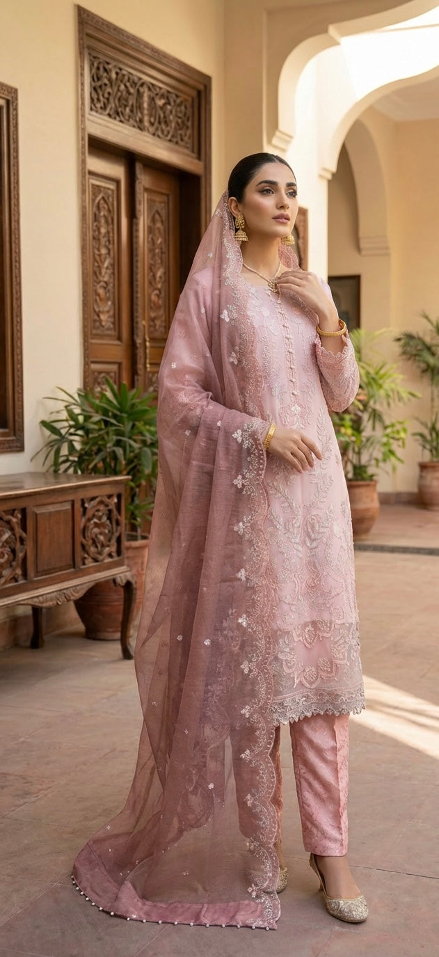 Tawakkal Pink Chiffon Suit