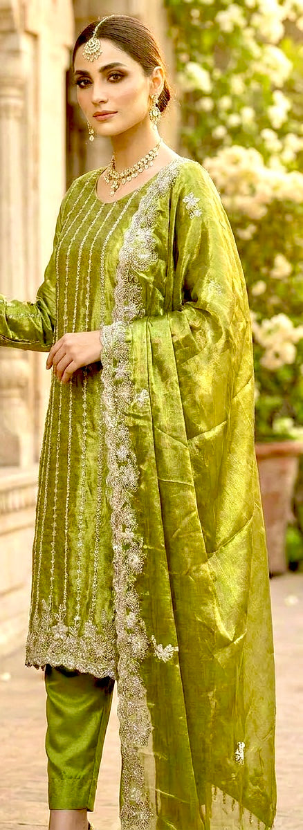 Olive Korean Silk Cutdana