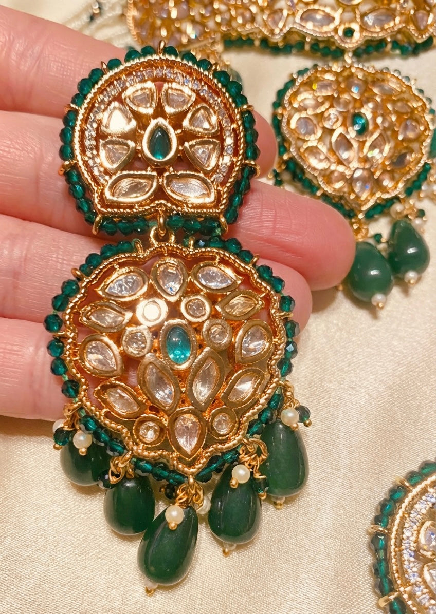 Gold Plated 2 Piece Kundan Set Green