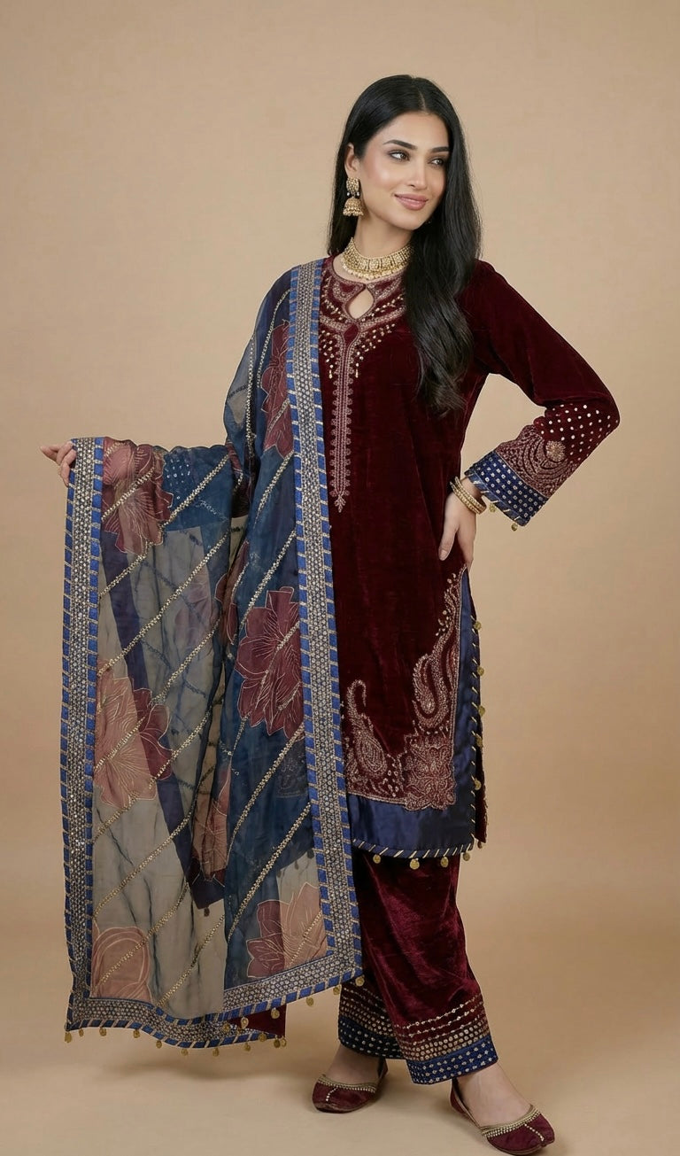 Velvet Suit Maroon