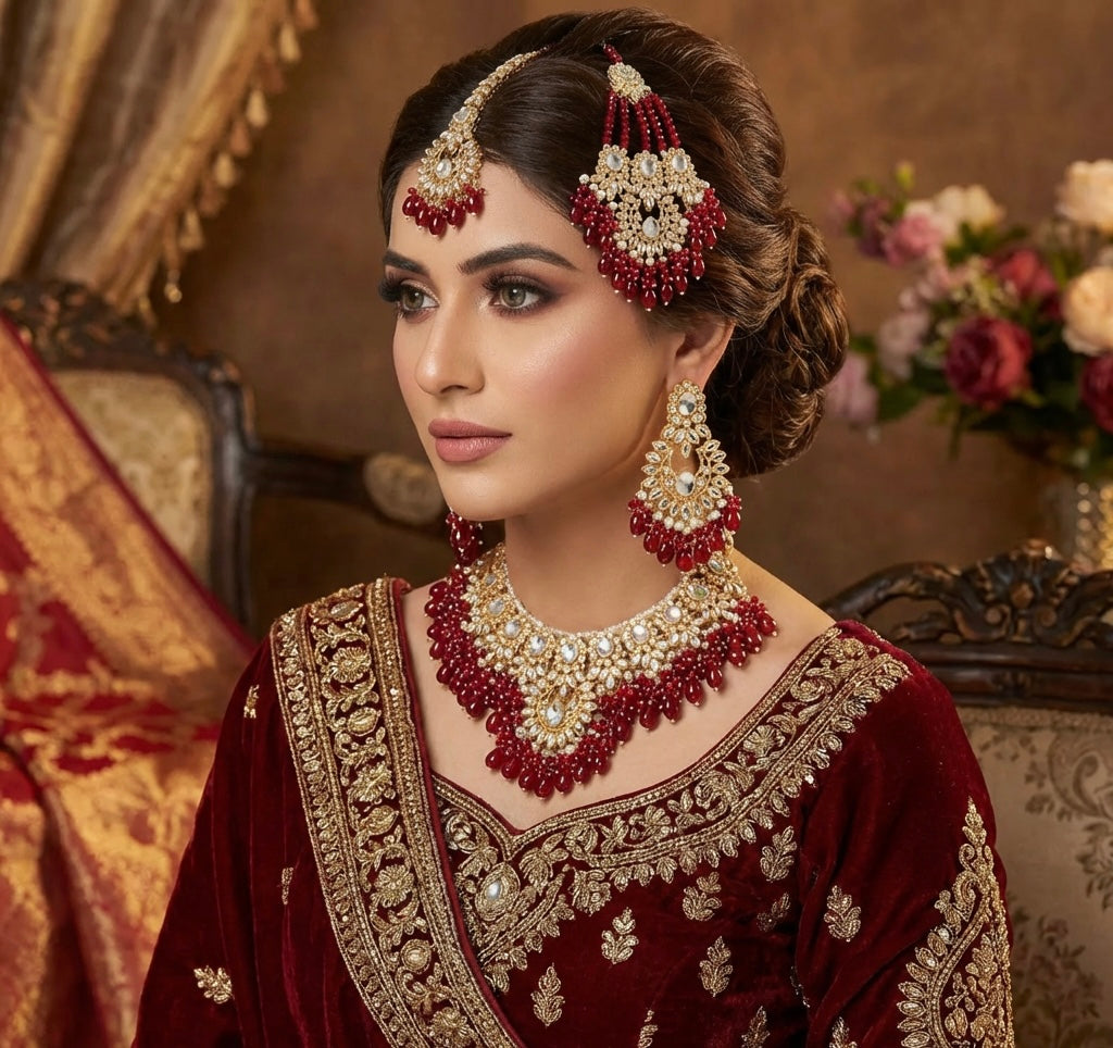 Bridal 4 Piece Set Deep Red