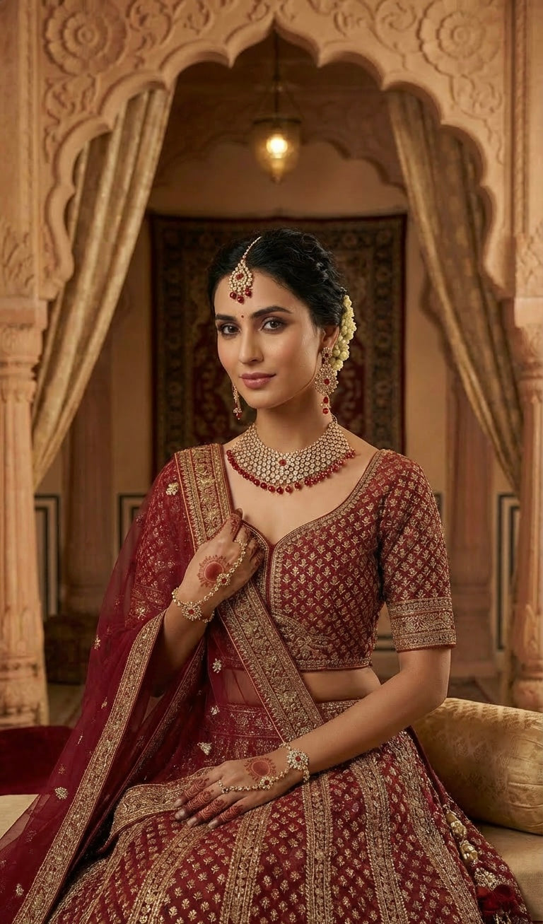 Kundan 3 PCs Set Red