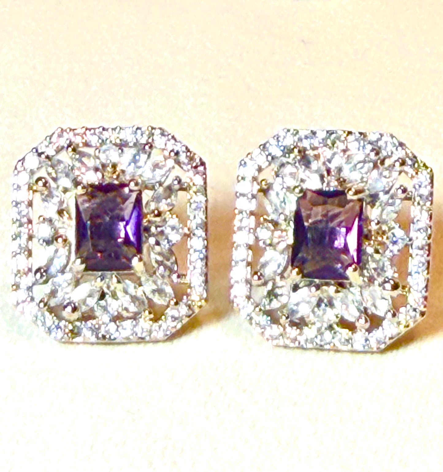 AD Square Crystal Stud Earrings