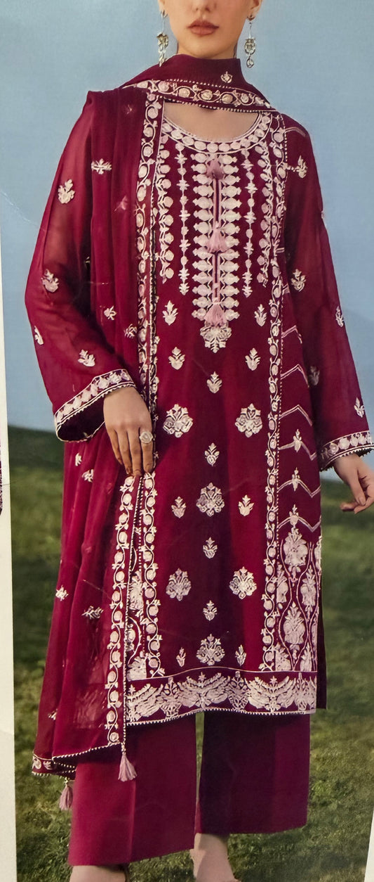 Embroidered Stitched Chiffon Suit