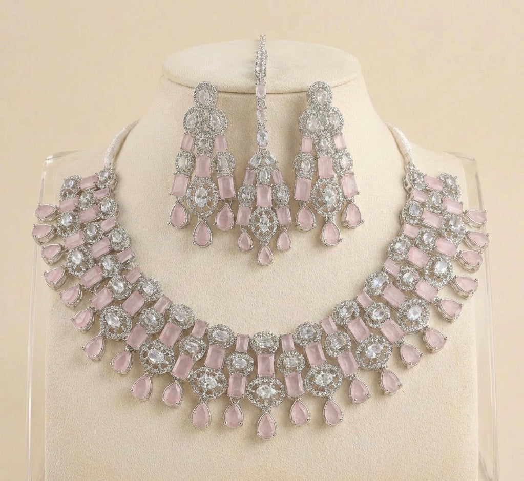 Pink Square Stone 3 Piece Set
