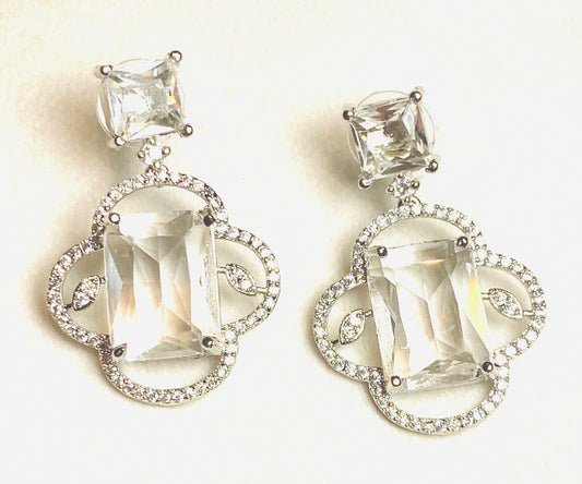 AD Clear Stone Square Earrings